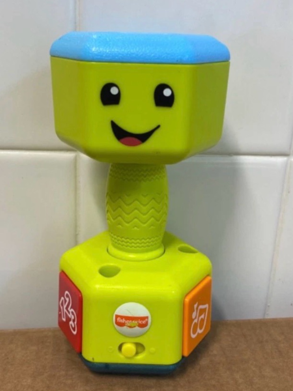Fisher-Price Lime Yellow & Blue Smiley Pounder Toy
